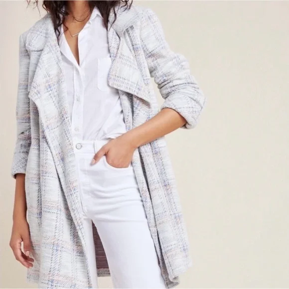 New Anthropologie Dolan Long Plaid Sweater Coat Size S - Picture 1 of 9